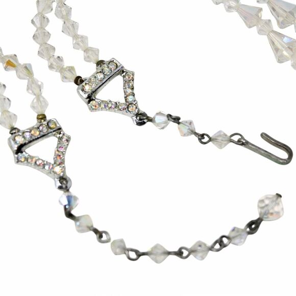 Vintage Aurora Borealis Crystal Bead Necklace 2 Strand w Rhinestone 22" -Hey Viv - Picture 4 of 6